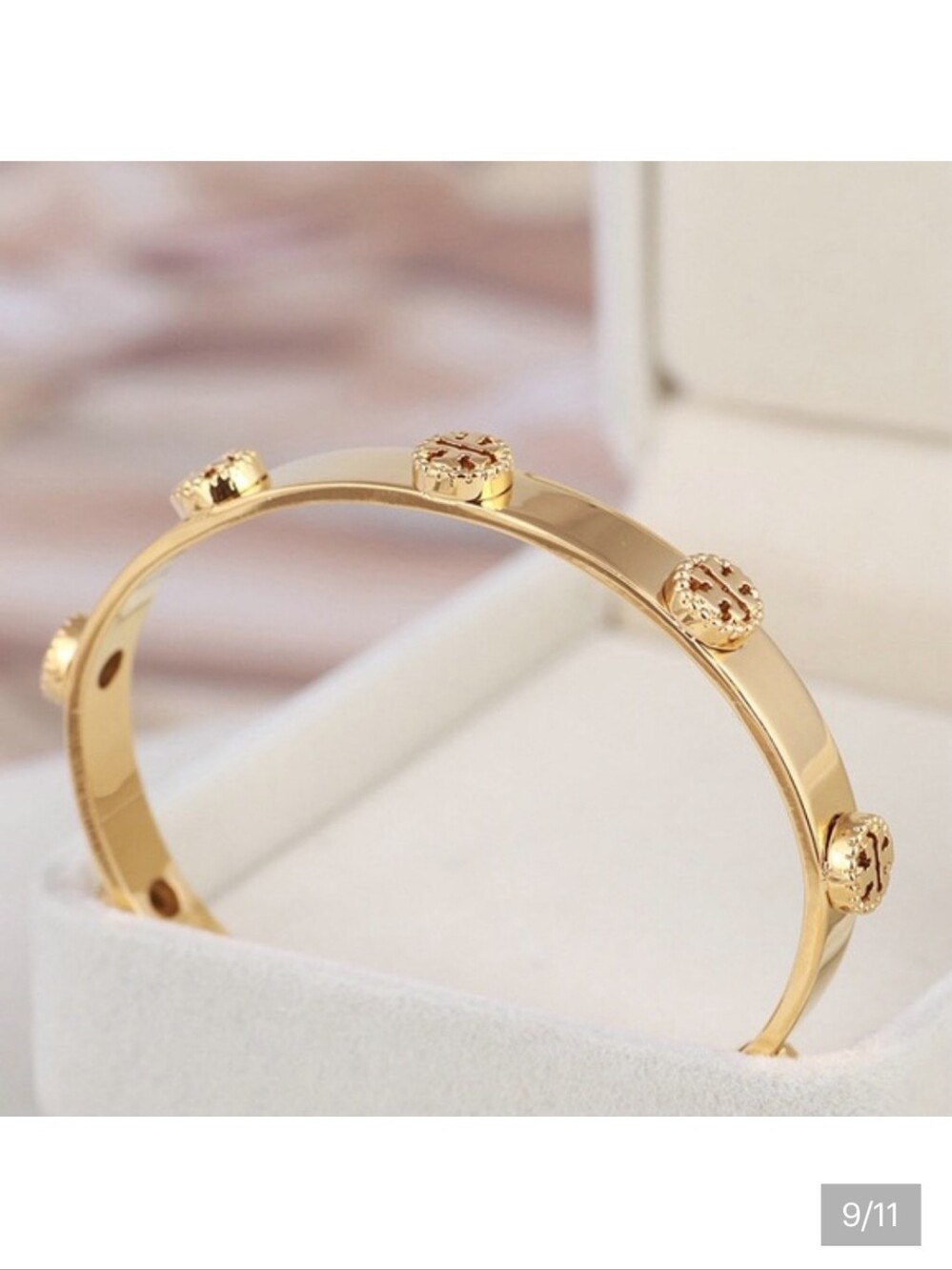Tory Burch Gold Logo Cuff Bracelet - Picture 2 of 7